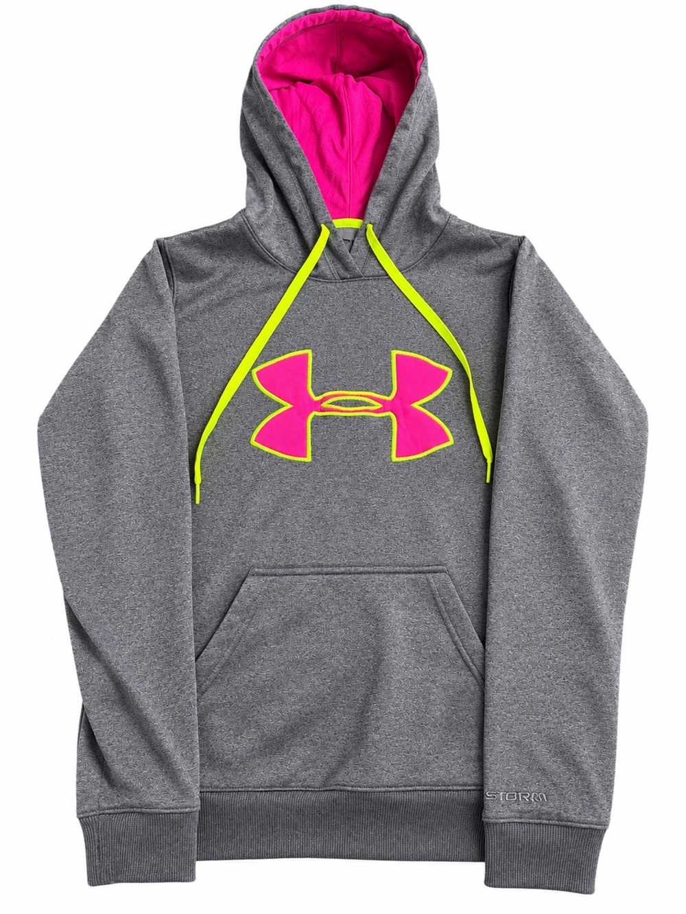 Under Armour UA Storm Gray Pink Neon Hoodie Women’s XS Athleisure Sweatshirt